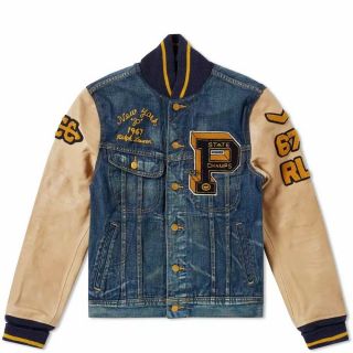 Polo Ralph Lauren Varsity Jacket Size 2xl Denim Stadium Letterman Tigers Rare