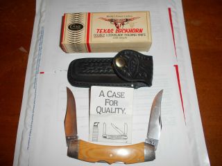 Vintage Case Xx 273 Texas Lockhorn Double Lockblade Knife Wth Sheath.