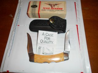 Vintage Case XX 273 Texas Lockhorn DOUBLE LOCKBLADE KNIFE WTH SHEATH. 2