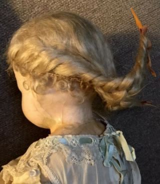 Antique Doll Wax Over Paper Mache with RARE HAIR STYLE Early 1860s 3