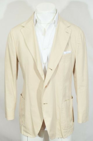 Luigi Borrelli Luxury Vintage Unstructured Cotton Jacket Sport Coat Cream 52 Mtm