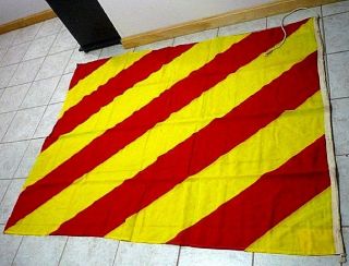 Vintage Maritime Nautical Signal Flag 67 " X 52 " Letter Y Red And Yellow Stripes