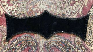 Antique Victorian Black Velvet Waist Corset Jet Beading Lace Up Boned 19thc Vtg