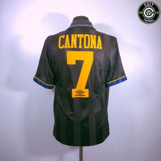 Cantona 7 Manchester United Vintage Umbro Away Football Shirt 1993/95 (m)