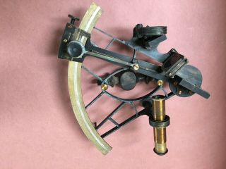 19th Century Oval - Frame Brass Bronze and Teak Marine Sextant 2