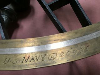 19th Century Oval - Frame Brass Bronze and Teak Marine Sextant 3
