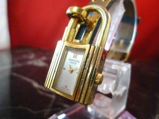 Hermes Kelly Gold Blue Belt Ladies Quartz Vintage Swiss Watch Nr