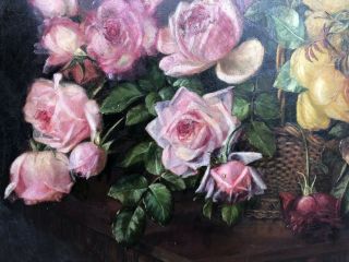 Antique Oil Painting Canvas Roses by S.  S.  Anthony from Charles Calder 2