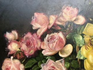 Antique Oil Painting Canvas Roses by S.  S.  Anthony from Charles Calder 3