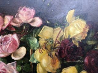 Antique Oil Painting Canvas Roses by S.  S.  Anthony from Charles Calder 4