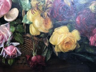 Antique Oil Painting Canvas Roses by S.  S.  Anthony from Charles Calder 5