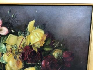 Antique Oil Painting Canvas Roses by S.  S.  Anthony from Charles Calder 7