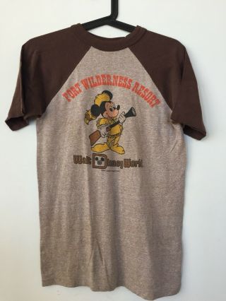 1970s Walt Disney World Mickey Mouse Ringer Vtg T Shirt Fort Wilderness Resort