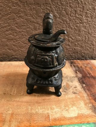 Dollhouse Miniature Size Cast Iron Pot Belly Stove 5 " Vintage