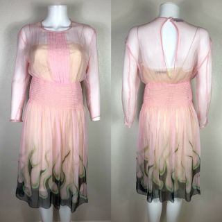 Rare Vtg Prada Ss2012 Pink Flame Silk Dress 44