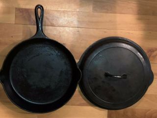 Vintage Griswold Cast Iron Frying Pan With Lid.  No 10