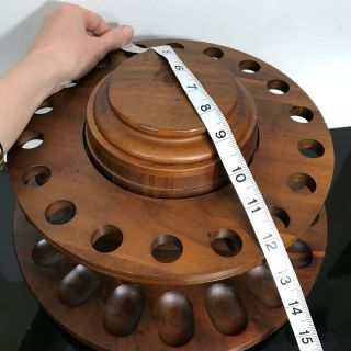 Vtg Walnut Wood Estate Tobacco Smoking Pipe Lazy Susan Holder Display Stand 4