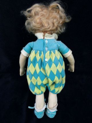 RARE ANTIQUE 1930s - 1950s FELT LENCI GIRL DOLL IN ARGLE DRESS 12.  5 - 13 inches WOW 3