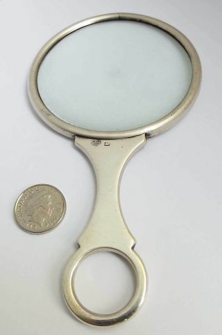LOVELY RARE ENGLISH ANTIQUE 1909 STERLING SILVER TABLE MAGNIFYING READING GLASS 2