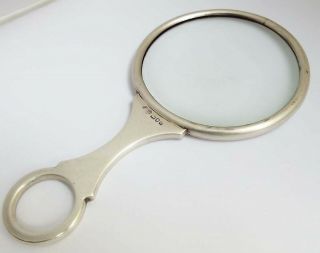 LOVELY RARE ENGLISH ANTIQUE 1909 STERLING SILVER TABLE MAGNIFYING READING GLASS 3