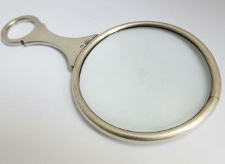 LOVELY RARE ENGLISH ANTIQUE 1909 STERLING SILVER TABLE MAGNIFYING READING GLASS 7
