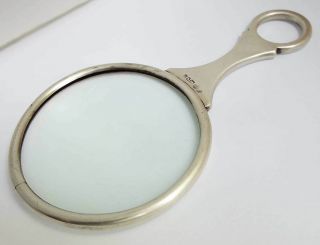 LOVELY RARE ENGLISH ANTIQUE 1909 STERLING SILVER TABLE MAGNIFYING READING GLASS 8