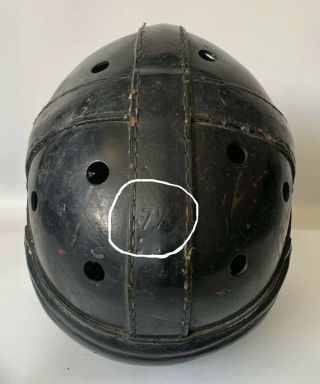 Vintage 40 - 50s Rawlings A - 11 black Leather Football Helmet Size 7”1/8 Made in US 10