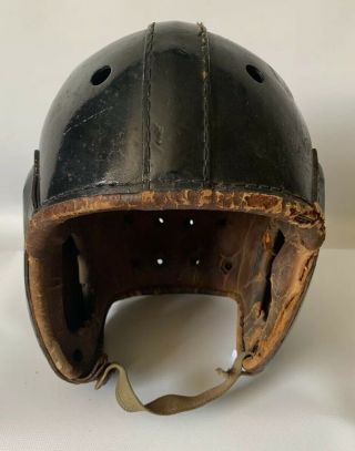 Vintage 40 - 50s Rawlings A - 11 Black Leather Football Helmet Size 7”1/8 Made In Us