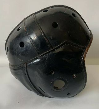 Vintage 40 - 50s Rawlings A - 11 black Leather Football Helmet Size 7”1/8 Made in US 3
