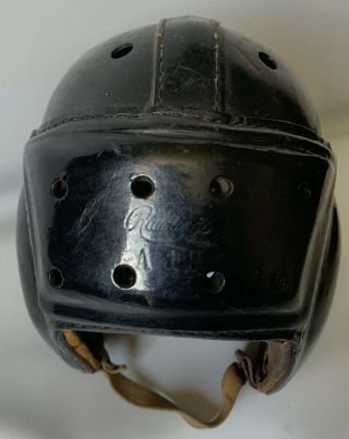 Vintage 40 - 50s Rawlings A - 11 black Leather Football Helmet Size 7”1/8 Made in US 5