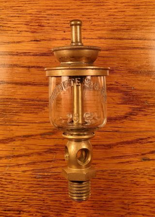 Antique French Brass Wine Glass Oiler - Embossed Reservoir Glass