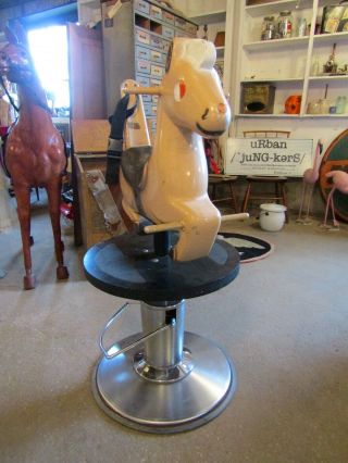 VTG1950 ' s CHILD ' S COWBOY HORSE BARBER SHOP ADJUSTABLE CHAIR PLAYWORLD SYSTEMS 4