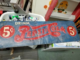 Vintage Pepsi - Cola Here Double Dot Double Sided Advertising Sign 40 In X 12 In