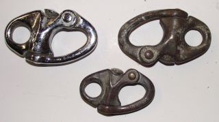 2 Vintage B&a Davey,  Co.  Sailboat Snap Shackle Fixed Bail Solid Bronze & One