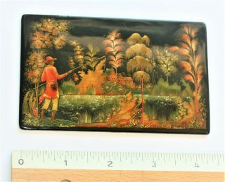 Fully Signed Russian Well Painted Plaque,  4.  25 In X 2.  75 In.  Cond.