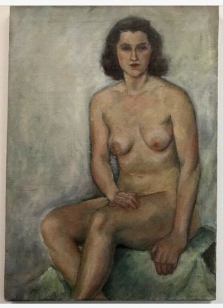 Vintage Amateur Female Nude Oil Painting 1940’s