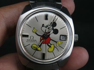 Vintage Omega 565 24 Jewels Mickey Mouse Ss Swiss Date Automatic Mens Watch