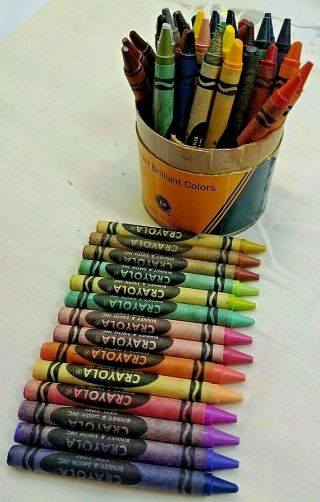 Vintage Crayola Crayons With All 48 Colors Round Container No.  480 Binney & Smith