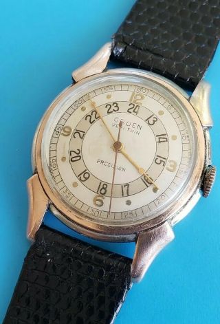 Vintage Gruen Precision Very Thin Pan Am Rare Men Pilot Watch 420 534ss