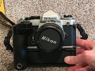 Nikon FE Camera,  Motor drive,  extra 200 mm lens,  Bag and Accessories 6
