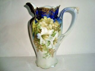 Vintage R S Prussia Lily Deisign Pitcher Marked