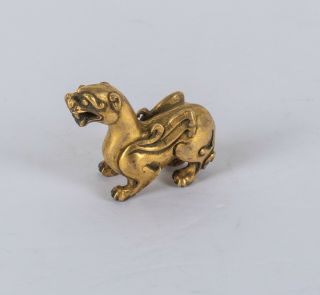 Chinese Antique/vintage Gilt Bronze Beast Paper Weight