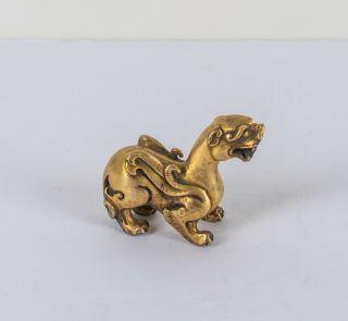 Chinese Antique/Vintage Gilt Bronze Beast Paper Weight 3