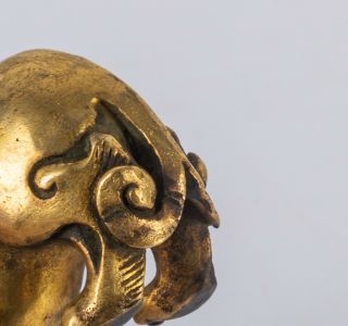 Chinese Antique/Vintage Gilt Bronze Beast Paper Weight 8