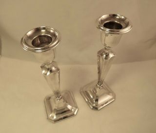 STERLING SILVER CANDLESTICKS BIRMINGHAM 1918 - BY MAPPIN BROS 8 INCHES 2