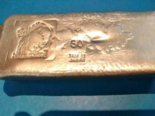 50 Oz Hand Poured Bison Bullion Bar.  999 Silver Rare &