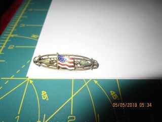 1940s Enamel Star American Flag Brooch Pin Wwii Patriotic Sweetheart Gold Filled