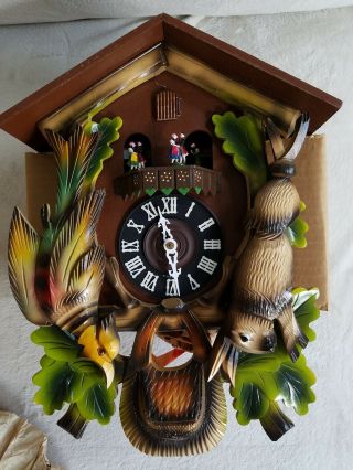 Vintage German Cuckoo Clock With Dancers -