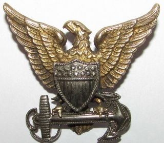Ww2 H&h 1/20th 10k Gf & Sterling United States Coast Guard Cap Badge Pin