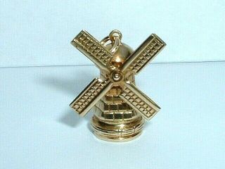 Vintage 14k Yellow Gold 3d Moveable Dutch Windmill Charm
